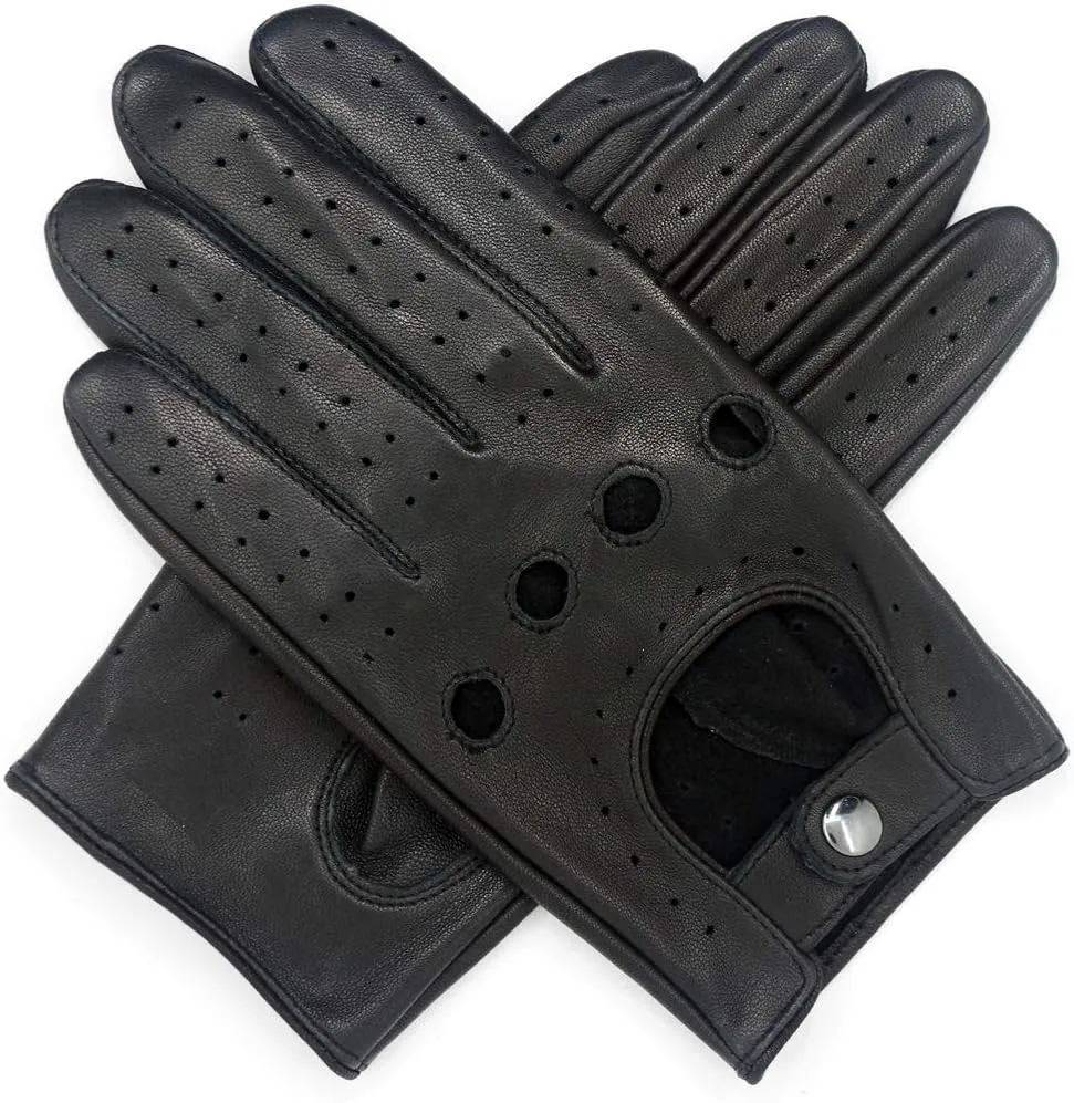 Harssidanzar Mens Lambskin Leather Driving Gloves GM026