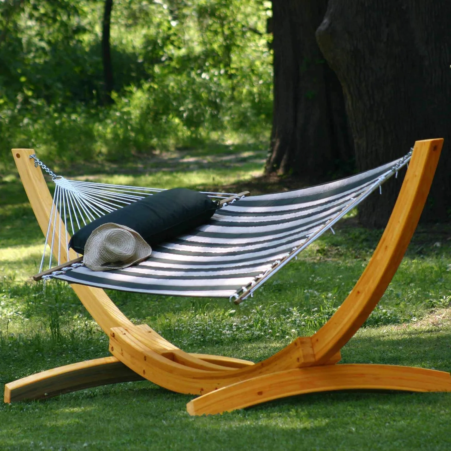 Hatteras Hammocks Large Cabana Classic Sunbrella Quilted Hammock with Free Extension Chains & Tree Hooks, Handcrafted in The USA, Accommodates 2 People, 450 LB Weight Capacity, 13 ft. x 55 in.