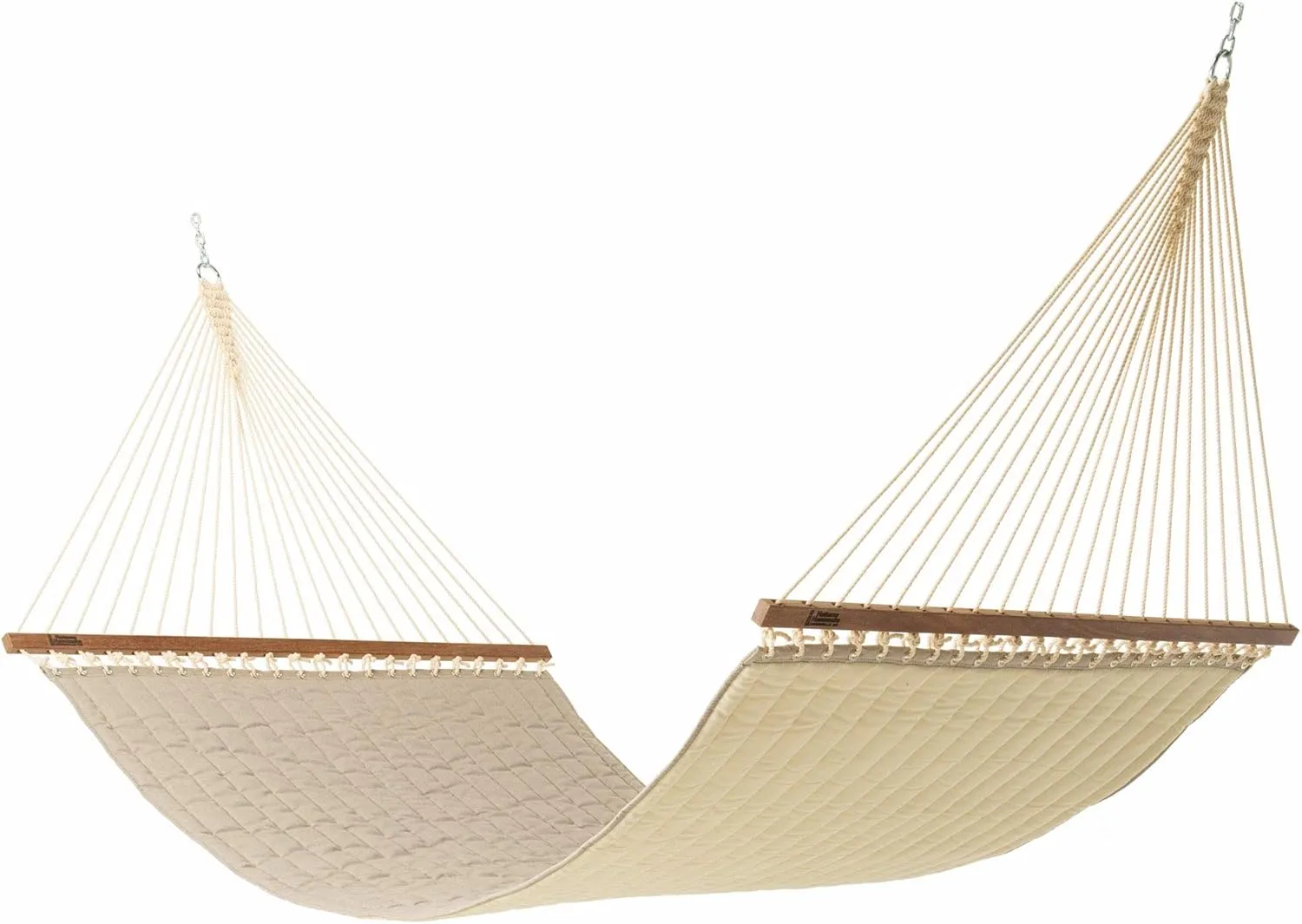 Hatteras Hammocks Large Cast Ash Sunbrella Quilted Hammock with Free Extension Chains & Tree Hooks, Handcrafted in The USA, Accommodates 2 People, 450 LB Weight Capacity, 13 ft. x 55 in.