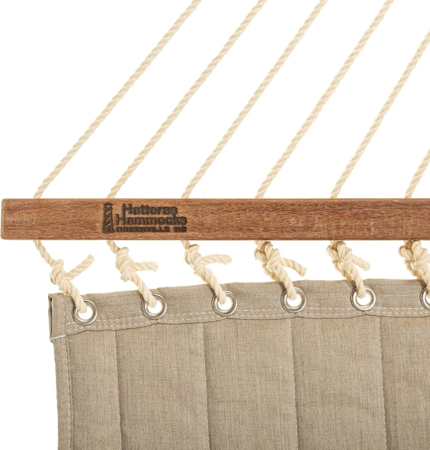 Hatteras Hammocks Large Cast Ash Sunbrella Quilted Hammock with Free Extension Chains & Tree Hooks, Handcrafted in The USA, Accommodates 2 People, 450 LB Weight Capacity, 13 ft. x 55 in.