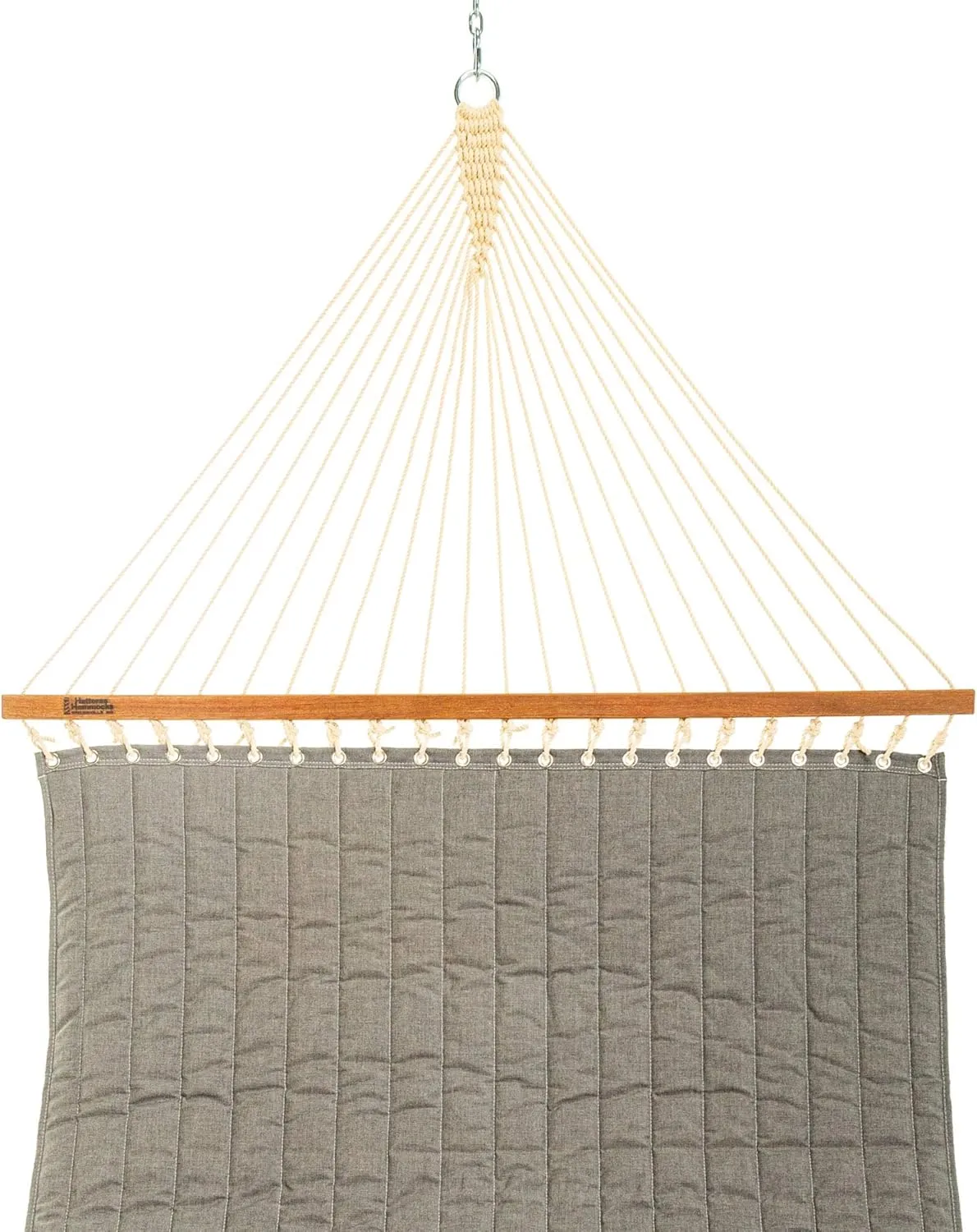 Hatteras Hammocks Large Cast Slate Sunbrella Quilted Hammock with Free Extension Chains & Tree Hooks, Handcrafted in The USA, Accommodates 2 People, 450 LB Weight Capacity, 13 ft. x 55 in.