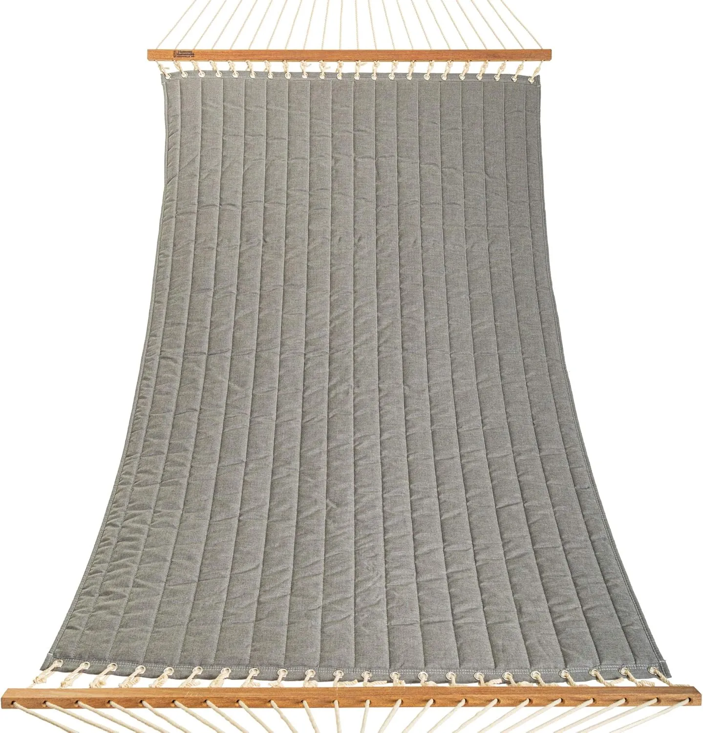 Hatteras Hammocks Large Cast Slate Sunbrella Quilted Hammock with Free Extension Chains & Tree Hooks, Handcrafted in The USA, Accommodates 2 People, 450 LB Weight Capacity, 13 ft. x 55 in.