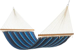 Hatteras Hammocks Large Gateway Indigo Sunbrella Quilted Hammock with Free Extension Chains & Tree Hooks, Handcrafted in The USA, Accommodates 2 People, 450 LB Weight Capacity, 13 ft. x 55 in.