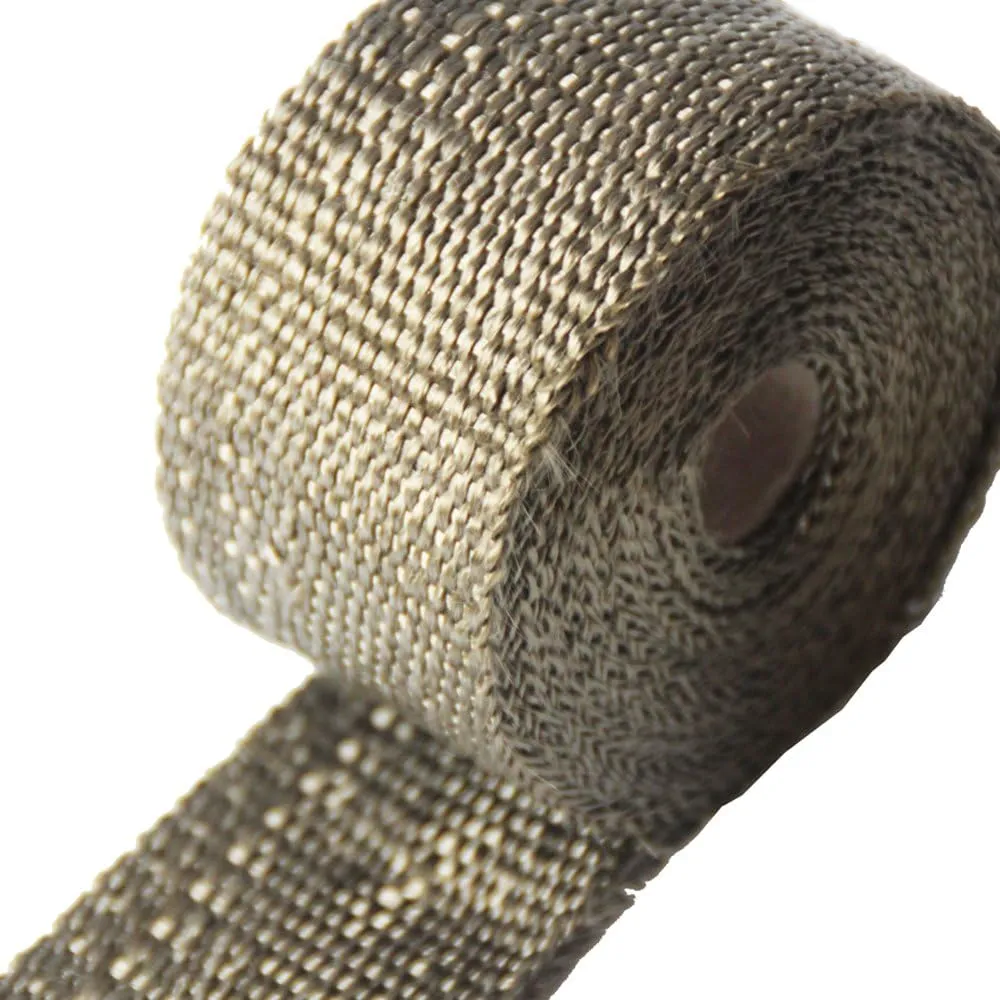 Heat Shield Insulation with Ties for Pipe 16' Roll Titanium Motorcycle Exhaust Tape Thermal Protection