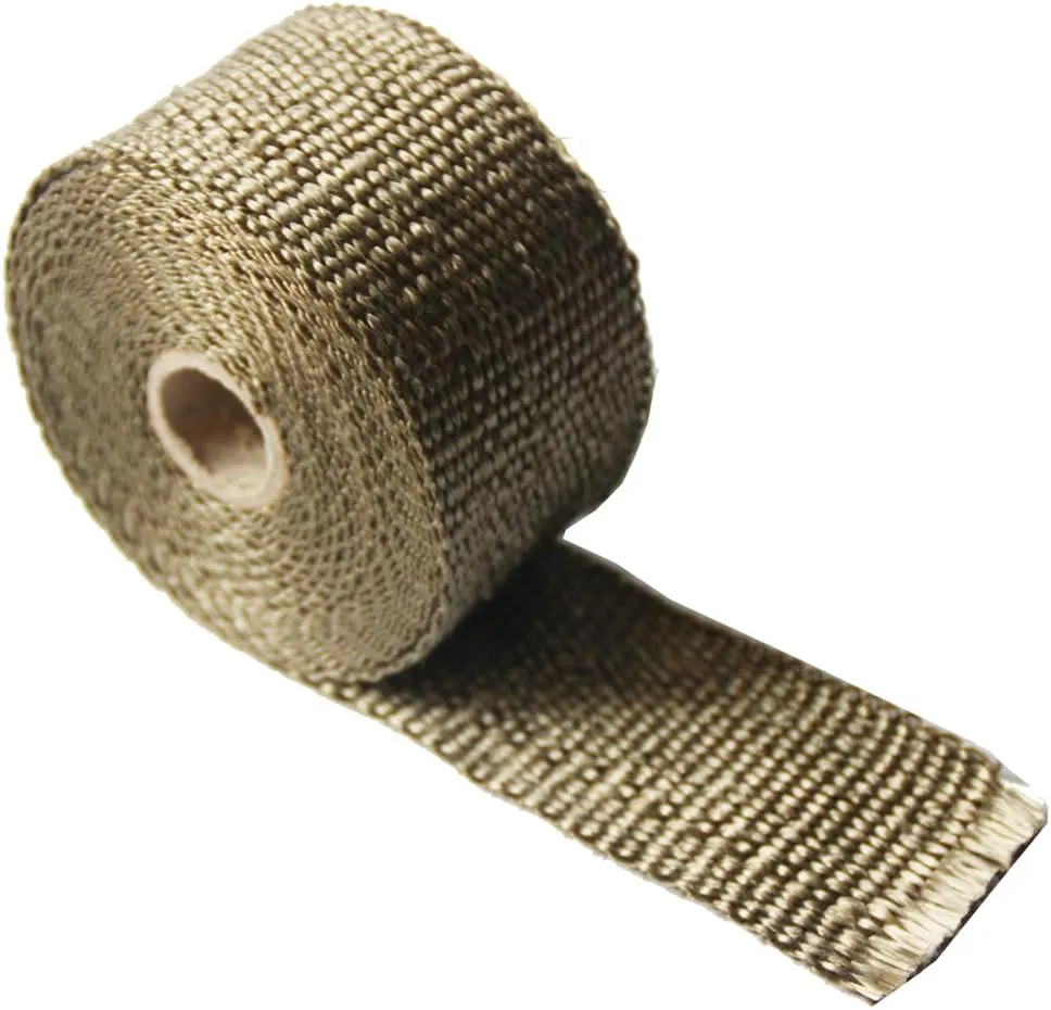 Heat Shield Insulation with Ties for Pipe 16' Roll Titanium Motorcycle Exhaust Tape Thermal Protection