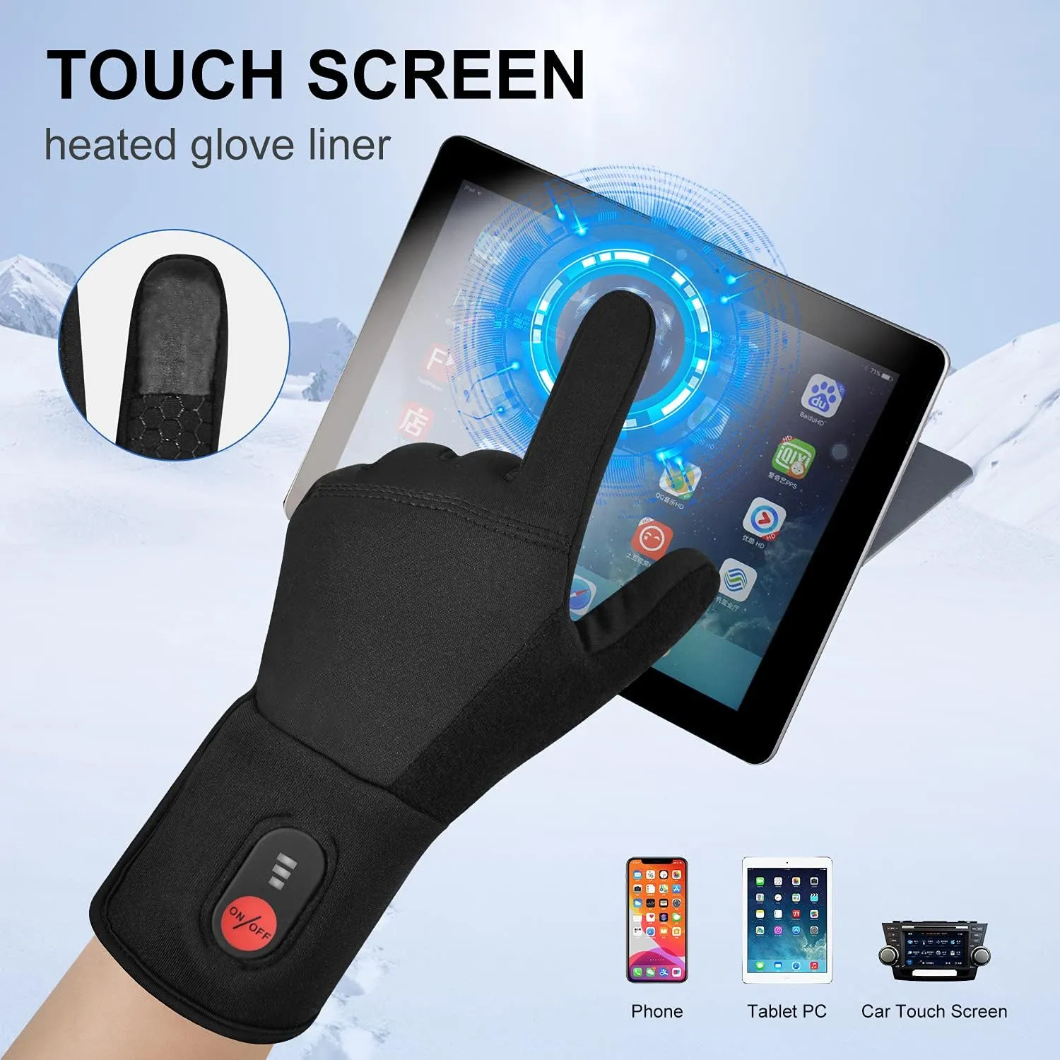 Heated Glove Liners for Men Women,Rechargeable Electric Battery Heating Riding Ski Snowboarding Hiking Cycling Hunting Thin Gloves Hand Warmer