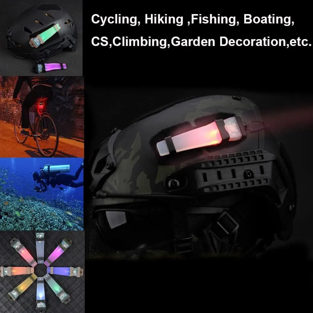 Helmet Signal Light Waterproof Safety Flashing Survival Outdoor Sports Hunting Tactical Hiking Boating Cycling Personal ID Marker Light Hook Back (Tan Blue)