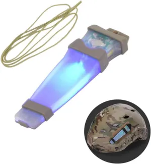 Helmet Signal Light Waterproof Safety Flashing Survival Outdoor Sports Hunting Tactical Hiking Boating Cycling Personal ID Marker Light Hook Back (Tan Blue)
