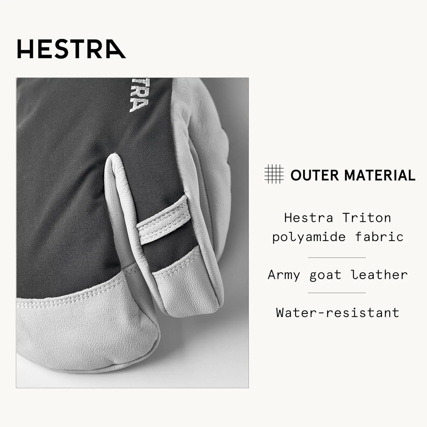 Hestra Army Leather Heli Ski Glove, 3-Finger Snow Glove for Skiing & Snowboarding for Men & Women