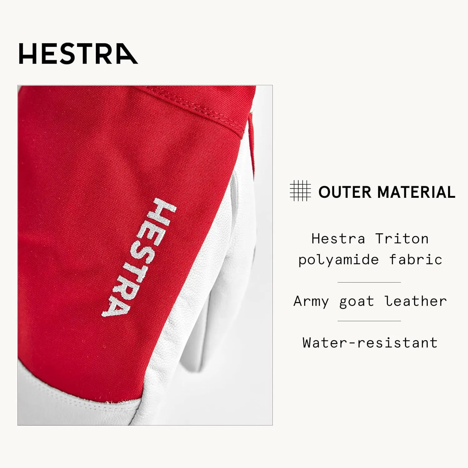 Hestra Army Leather Heli Ski Mitt, Snow Mitten Glove for Skiing & Snowboarding for Men & Women