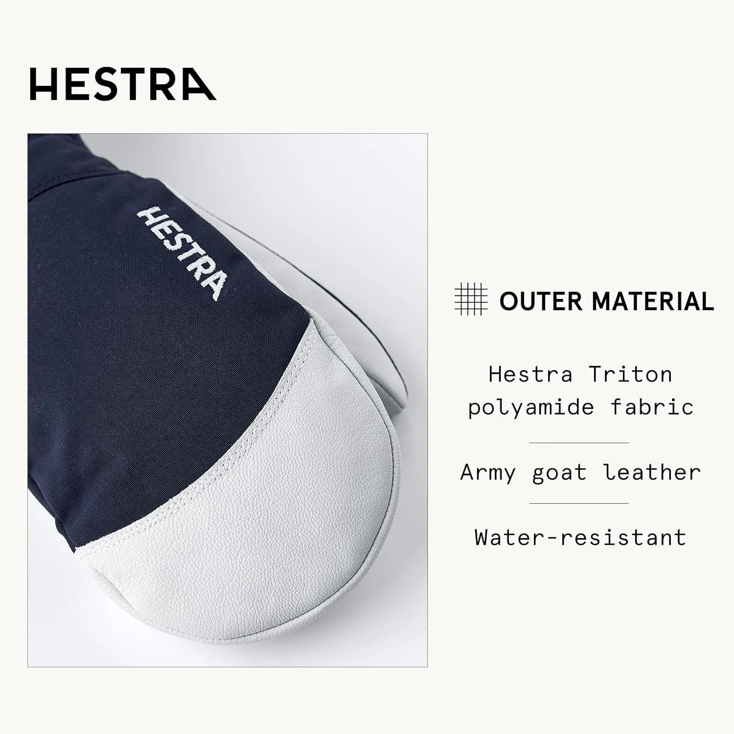 Hestra Army Leather Heli Ski Mitt, Snow Mitten Glove for Skiing & Snowboarding for Men & Women