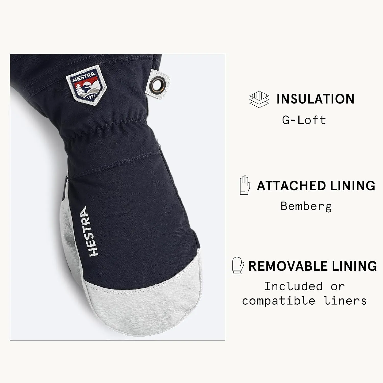 Hestra Army Leather Heli Ski Mitt, Snow Mitten Glove for Skiing & Snowboarding for Men & Women