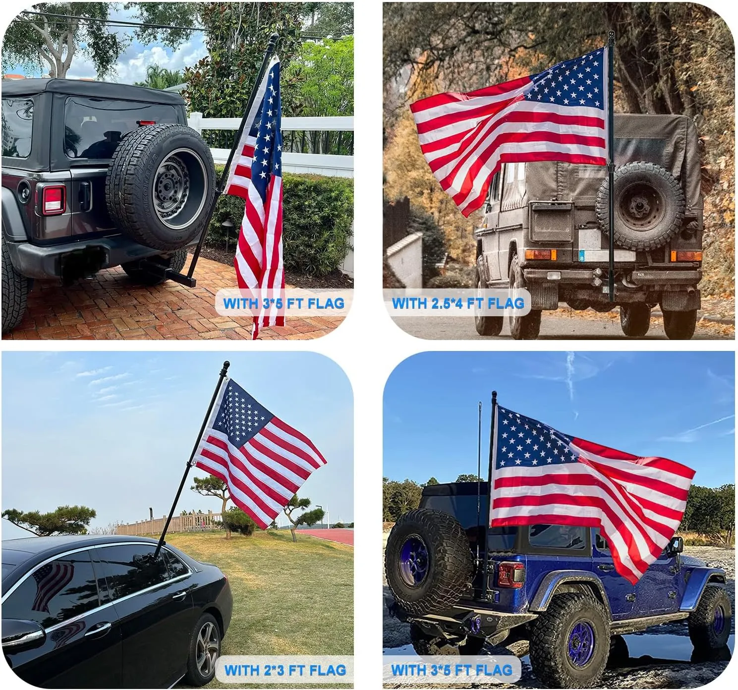 HIBLE 5 Foot Carbon Fiber Flag Pole Single Piece Flag Pole for Truck, House, Boat, Vehicle, SUV (1 Inch, Fit 2x3 FT Flag and 1-1.25 Inch Mount)