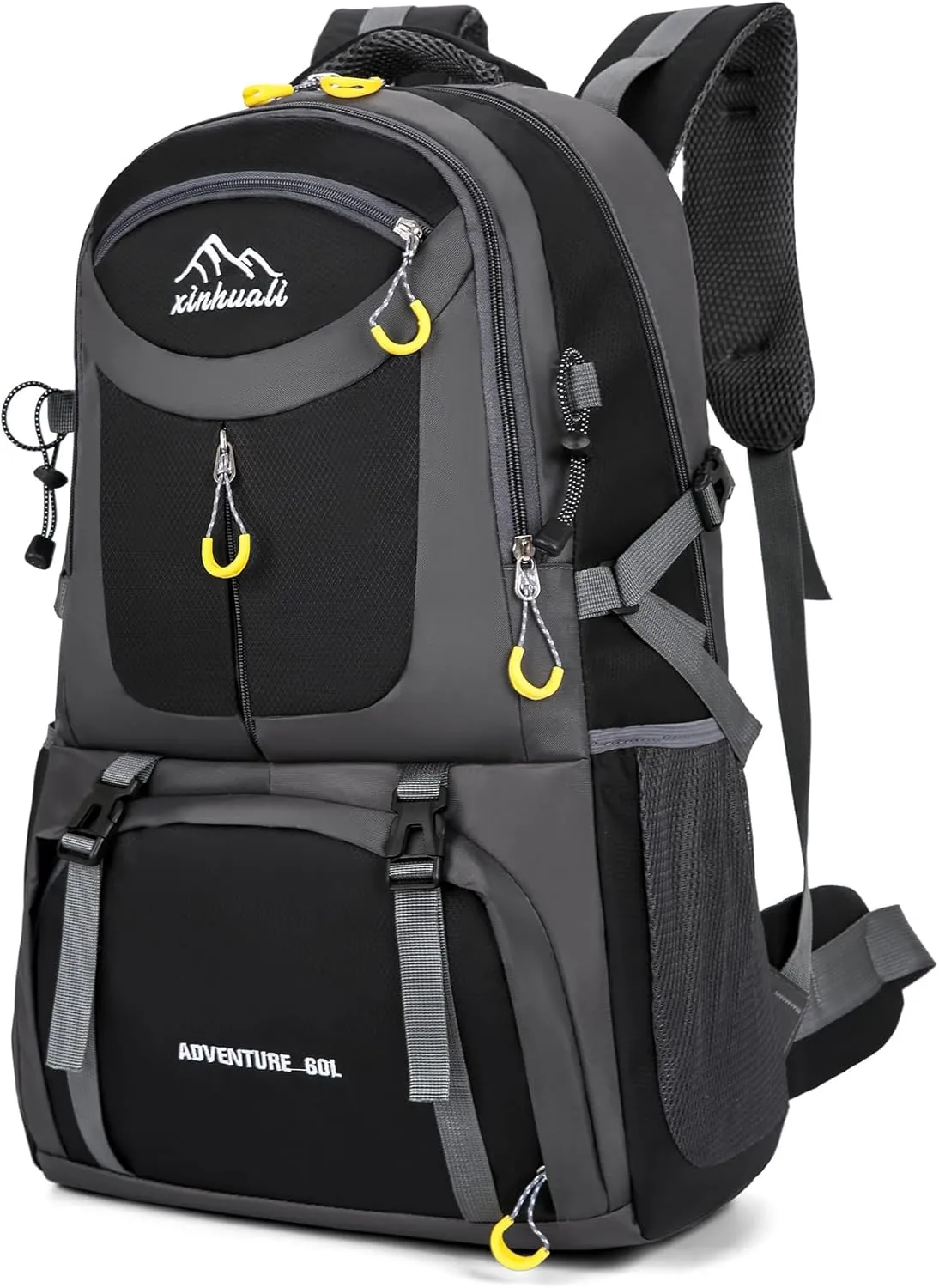 Hiking Backpack, 60L Large Camping Backpack Waterproof for Travel, Lightweight Day pack for Men Women, Black