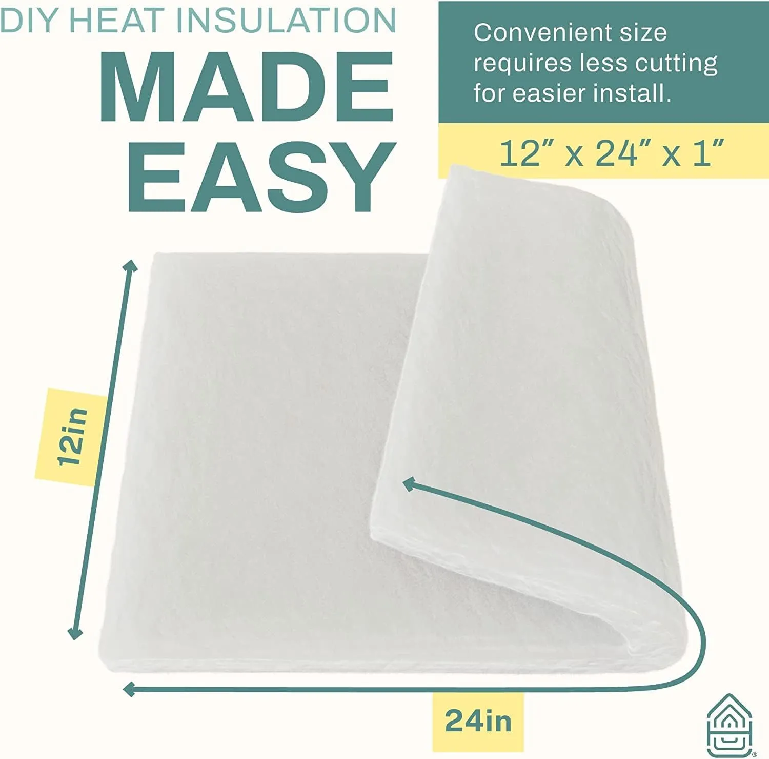 Home Intuition - 12" x 24" Ceramic Fiber Insulation Blanket Sheet 1" Thick, Fire Rated 2500F Fireproof Insulation Blanket for Oven, Fireplace, Furnace, Gas Forge, Boiler, Pipe, & Dishwasher