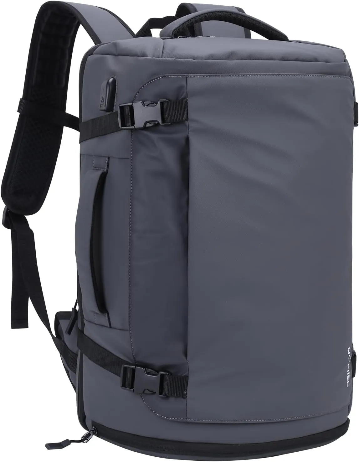 HOMIEE Travel Backpack 40L TSA Friendly Flight Approved Carry-on Luggage, Waterproof Business Computer Backpack Fits 17.3 Inch Laptop, Extra Large Weekender Bag with Shoe Compartment, Grey