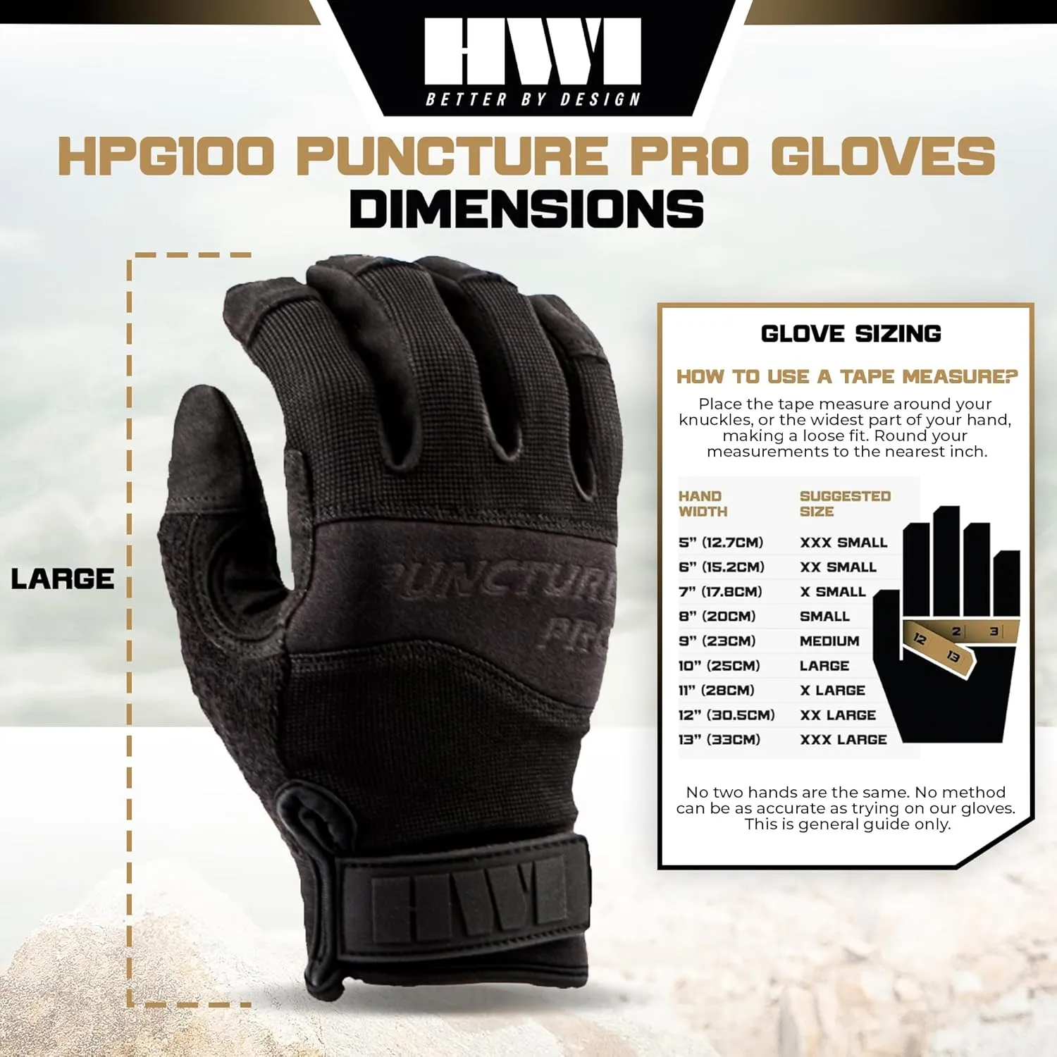 HPG100 Puncture Pro Duty Glove Cut-Resistant, Hypodermic Needle Protective, Touchscreen Capable