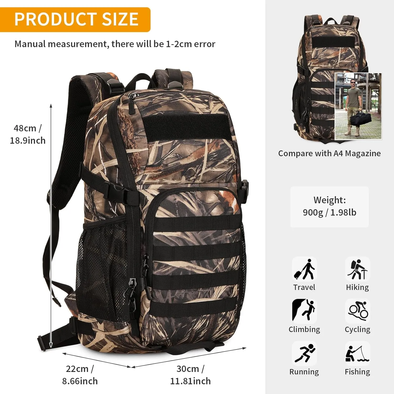 HUNTVP Military MOLLE Backpack Hunting Rucksack Gear Tactical Backpack Assault Pack 25L