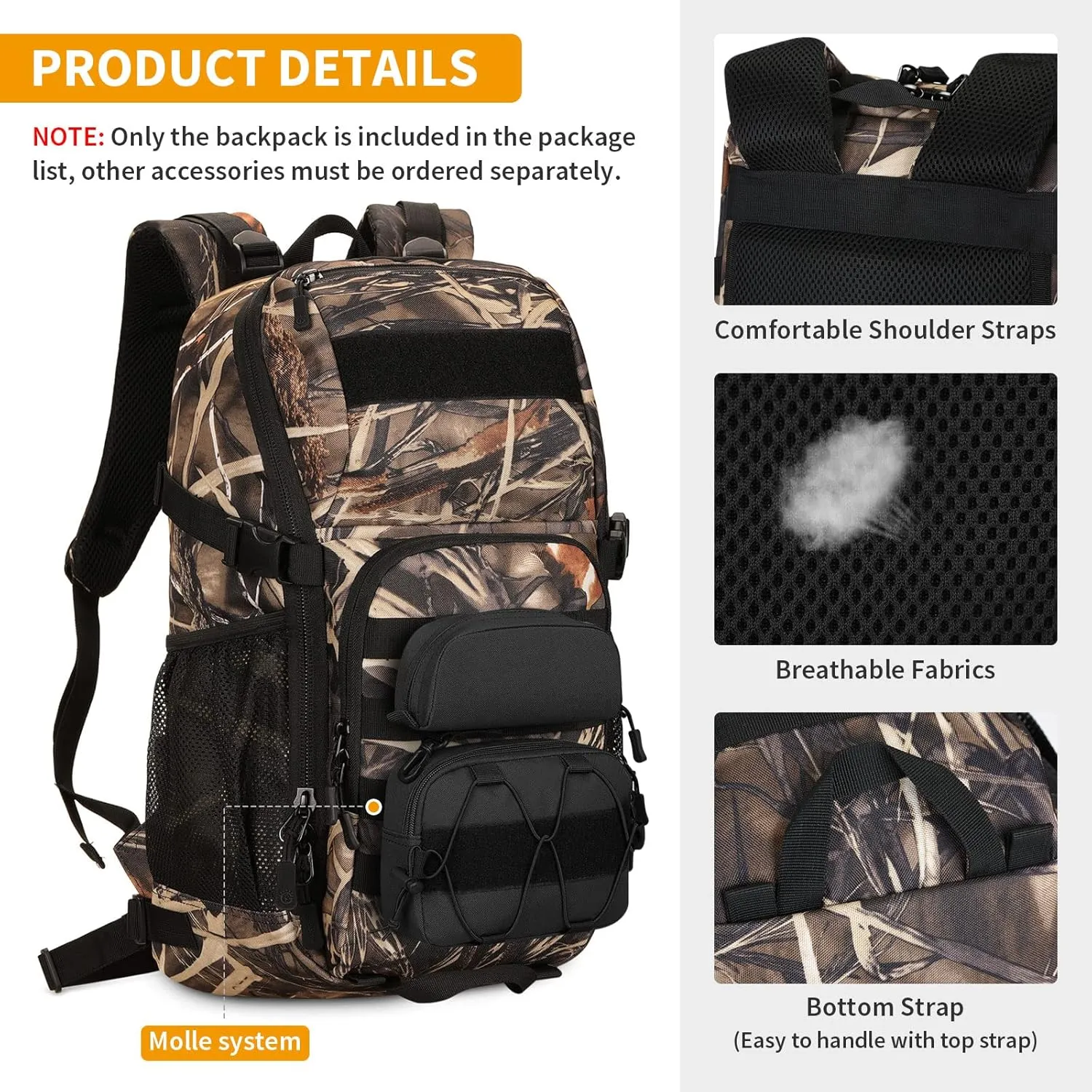 HUNTVP Military MOLLE Backpack Hunting Rucksack Gear Tactical Backpack Assault Pack 25L