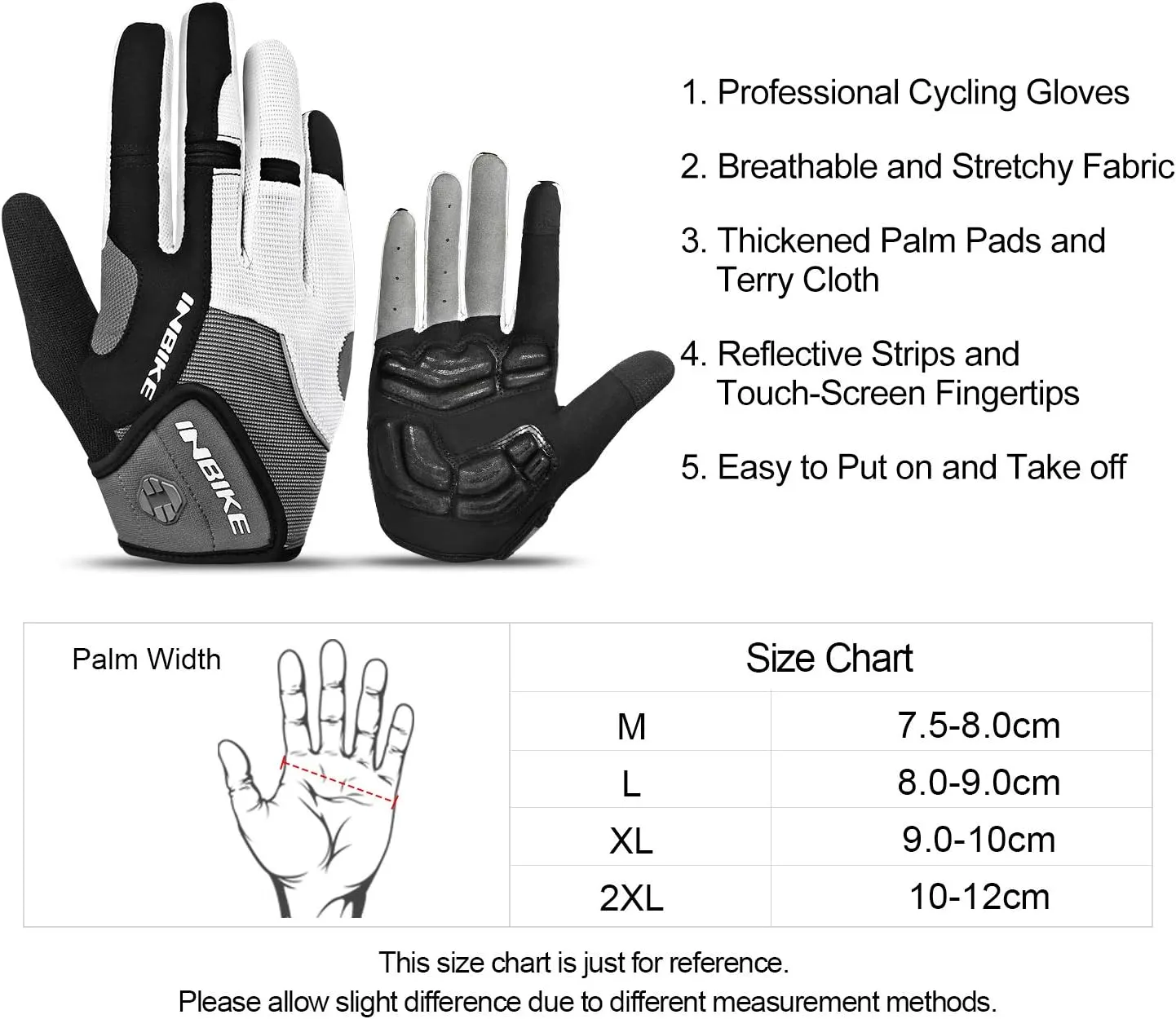 INBIKE 5mm Gel Padded Mens Cycling Gloves Breathable & Wear Resistant