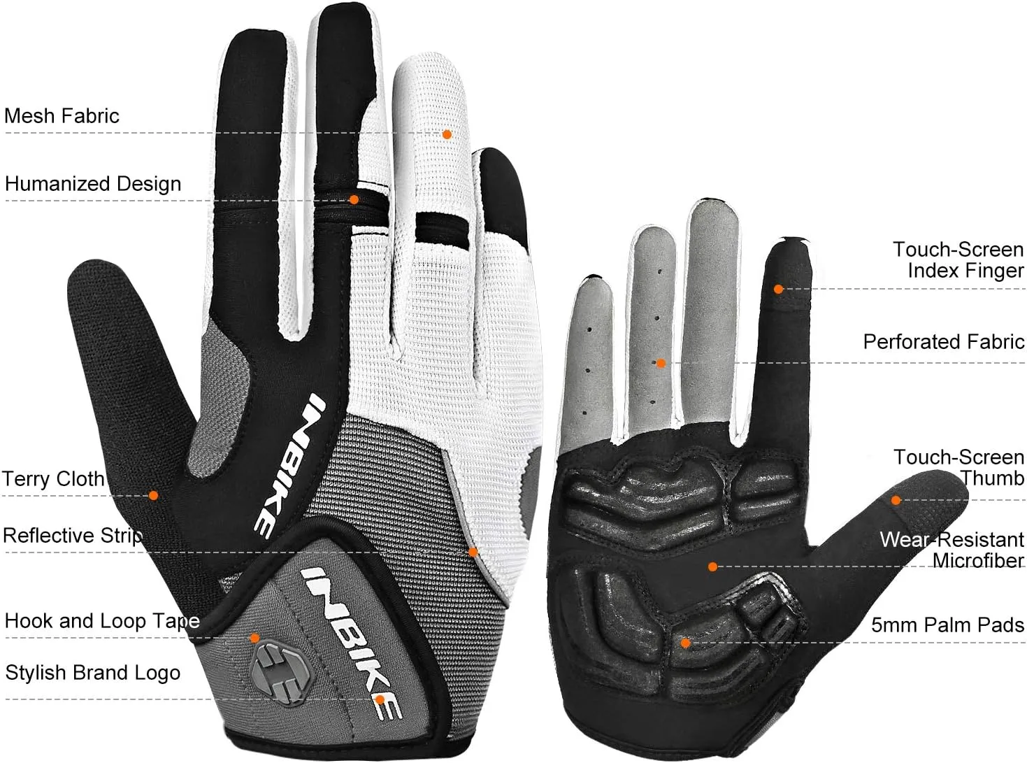 INBIKE 5mm Gel Padded Mens Cycling Gloves Breathable & Wear Resistant
