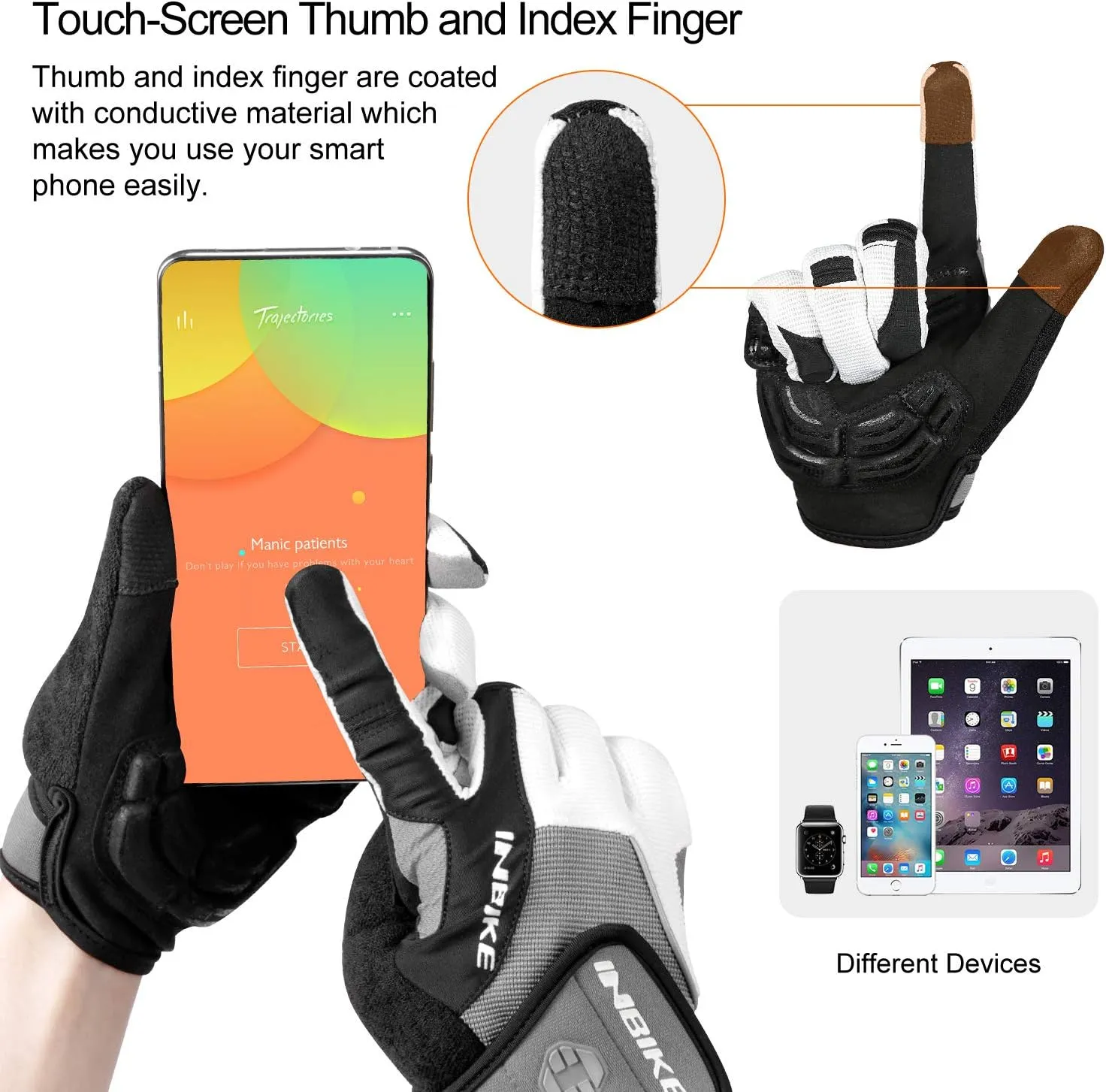 INBIKE 5mm Gel Padded Mens Cycling Gloves Breathable & Wear Resistant