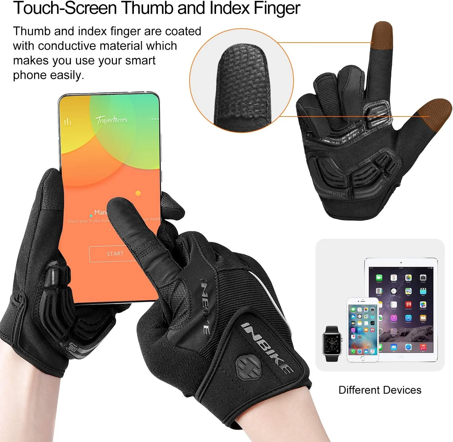 INBIKE 5mm Gel Padded Mens Cycling Gloves Breathable & Wear Resistant