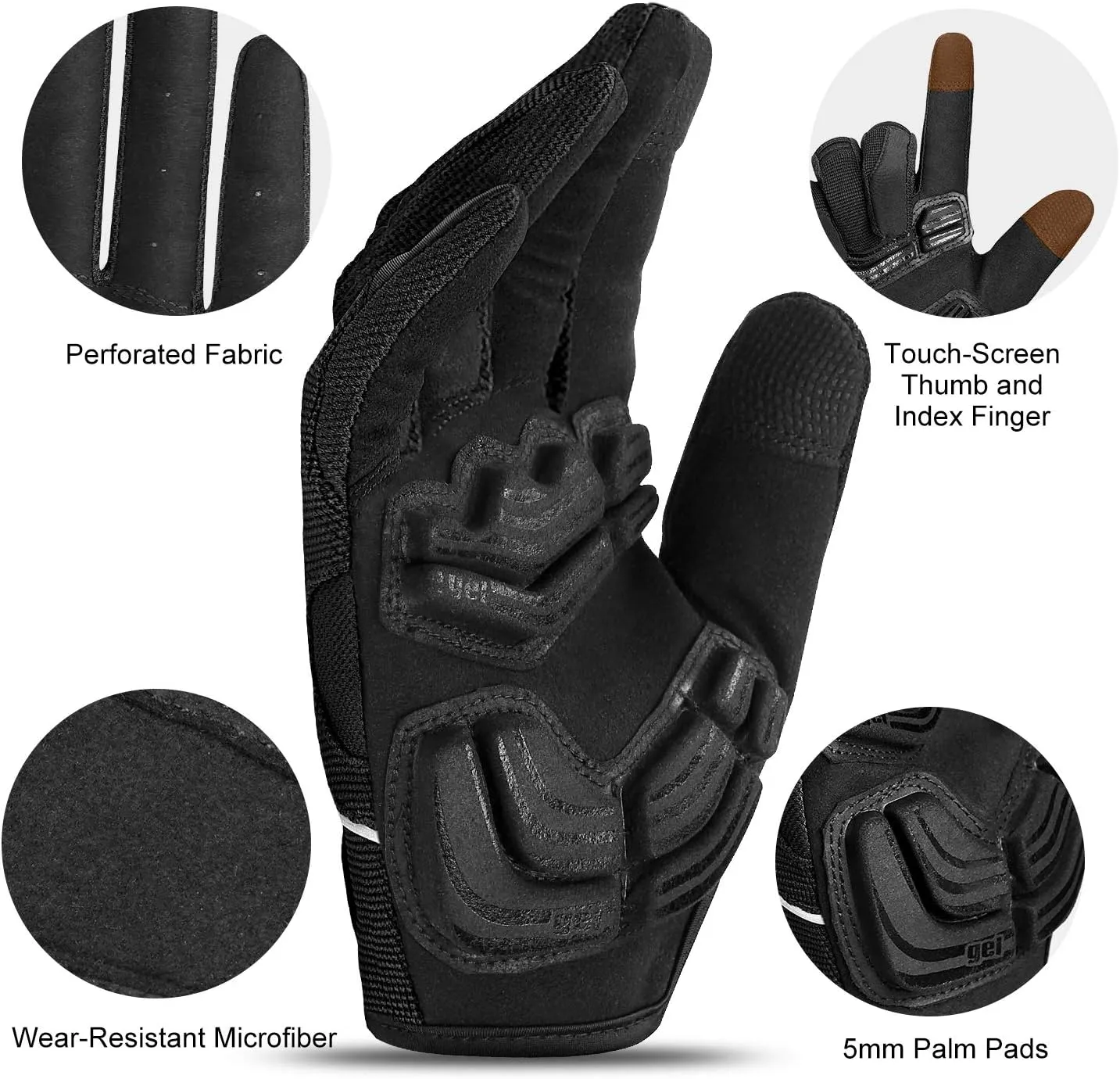 INBIKE 5mm Gel Padded Mens Cycling Gloves Breathable & Wear Resistant