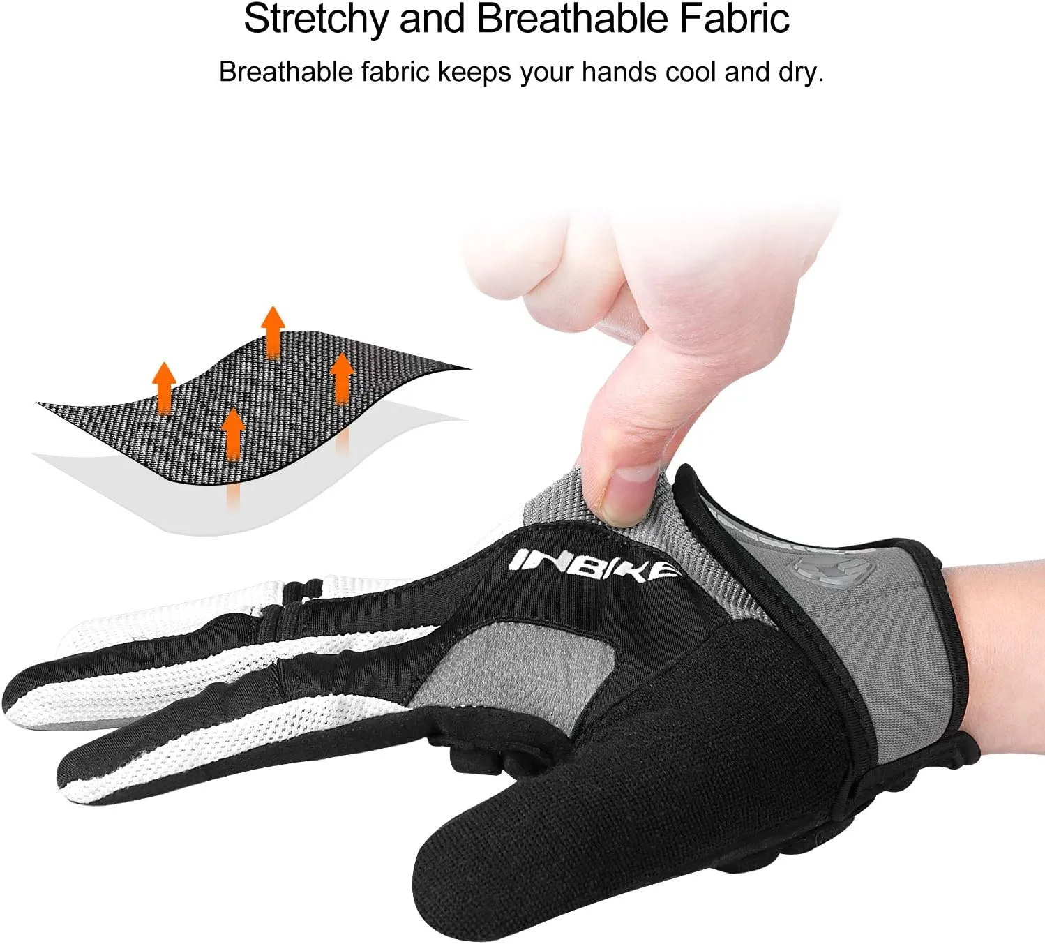 INBIKE 5mm Gel Padded Mens Cycling Gloves Breathable & Wear Resistant