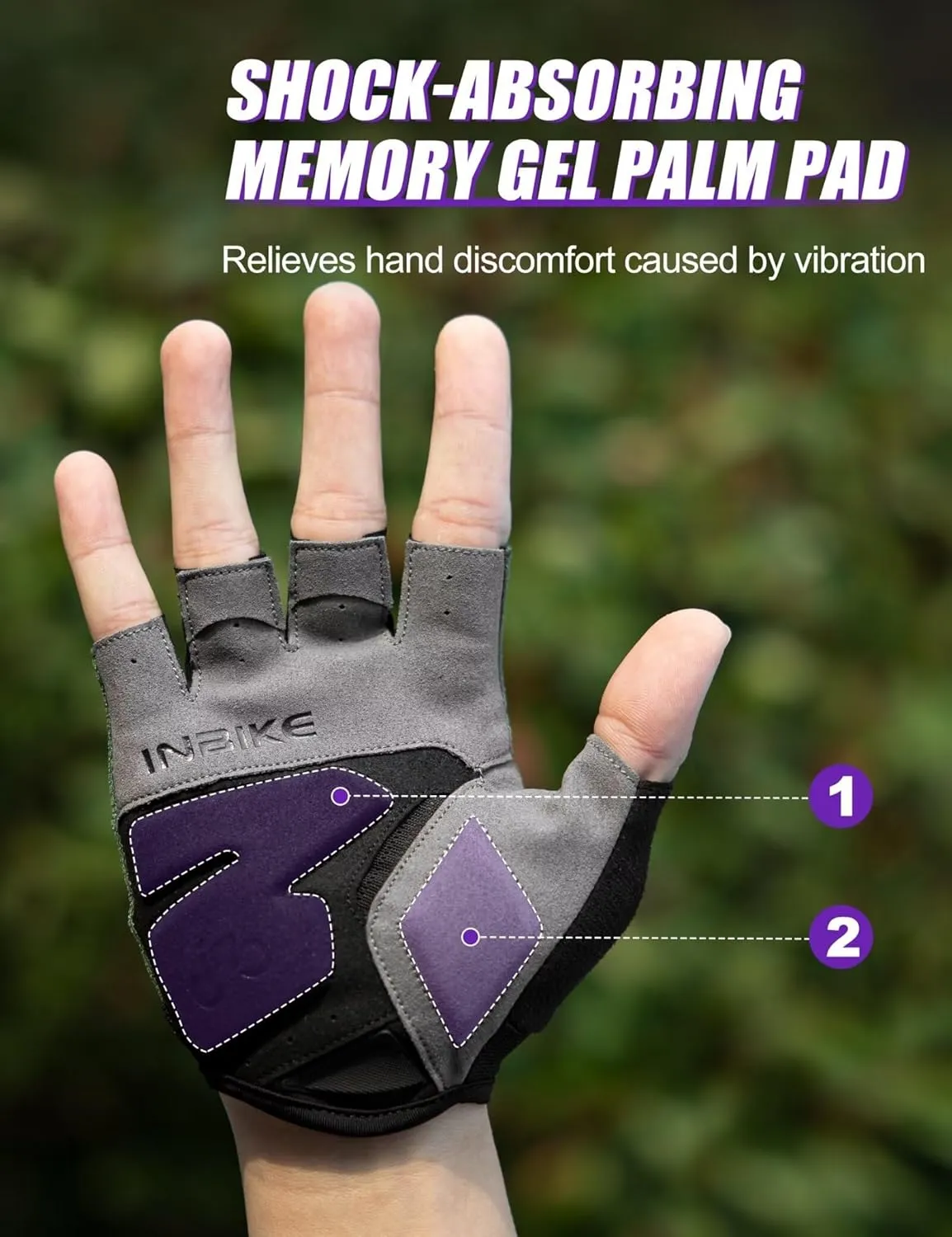 INBIKE Cycling Gloves for Men Women, Shock-Absorbing Memory Gel Padded Road Bike Gloves, Bicycle Breathable Half Finger Touchscreen Reflective Biking Gloves