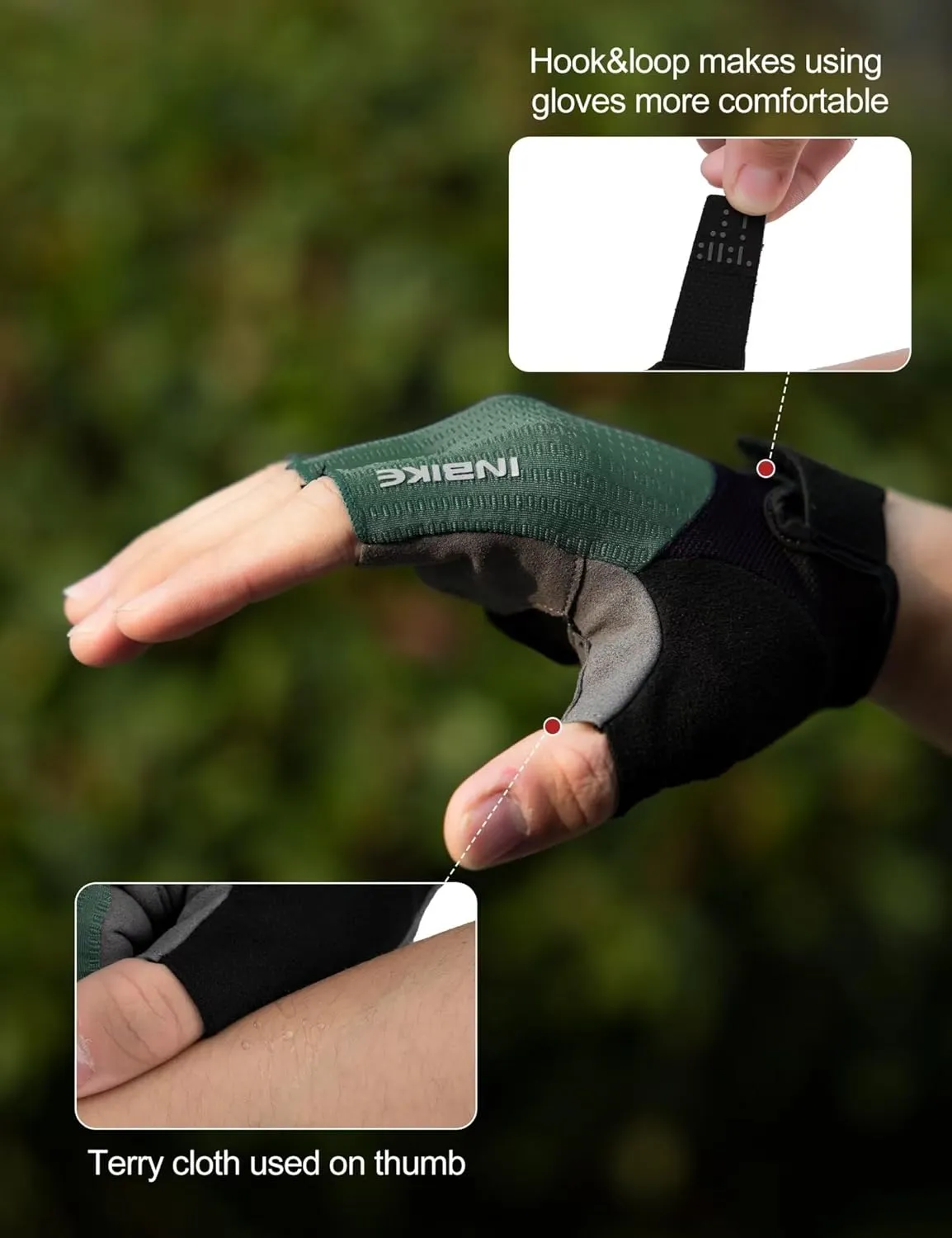 INBIKE Cycling Gloves for Men Women, Shock-Absorbing Memory Gel Padded Road Bike Gloves, Bicycle Breathable Half Finger Touchscreen Reflective Biking Gloves