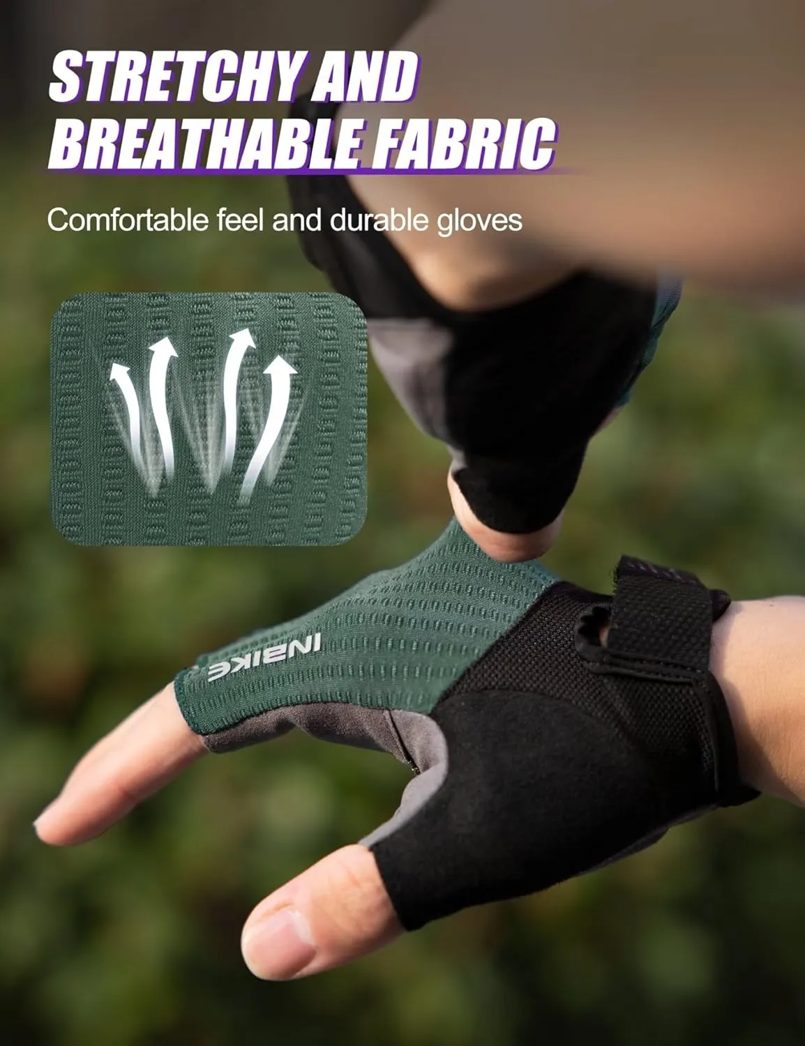 INBIKE Cycling Gloves for Men Women, Shock-Absorbing Memory Gel Padded Road Bike Gloves, Bicycle Breathable Half Finger Touchscreen Reflective Biking Gloves