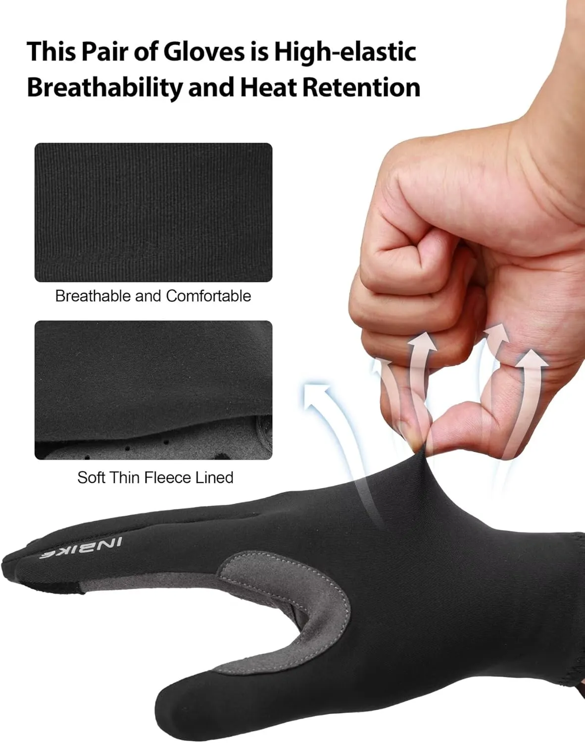 INBIKE Cycling Gloves Men Women Thin Fleece Touchscreen Padded Bike Gloves for Running Driving Biking Hiking