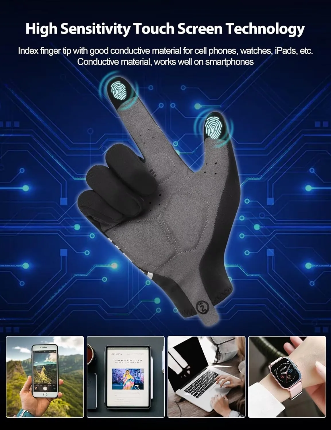 INBIKE Cycling Gloves Men Women Thin Fleece Touchscreen Padded Bike Gloves for Running Driving Biking Hiking