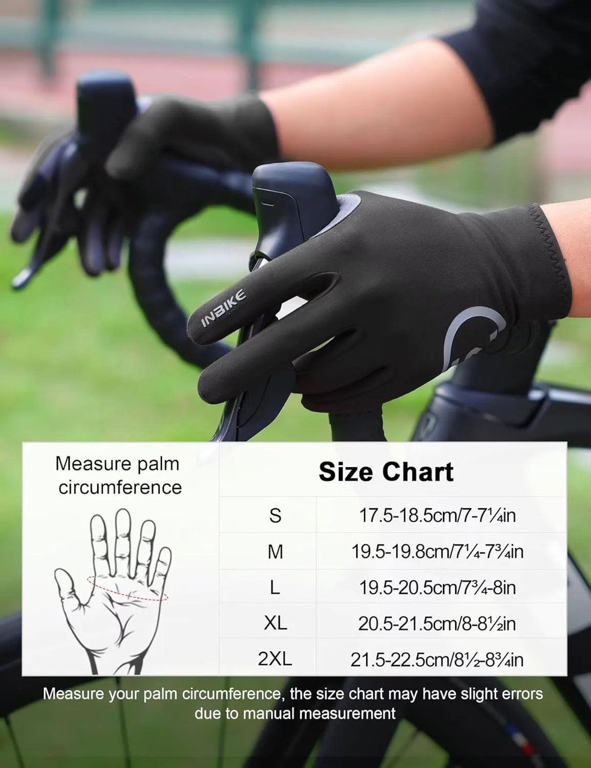 INBIKE Cycling Gloves Men Women Thin Fleece Touchscreen Padded Bike Gloves for Running Driving Biking Hiking