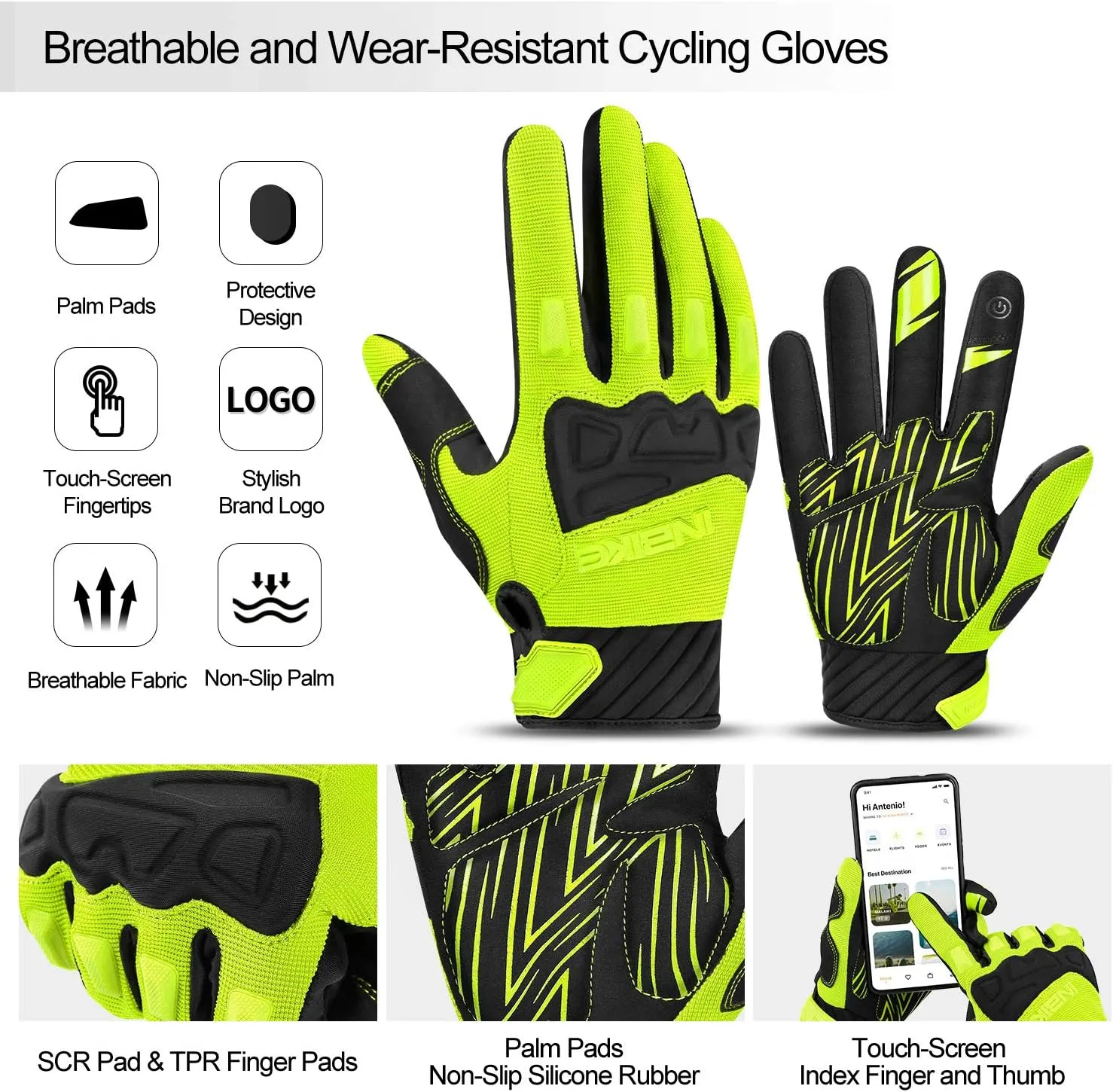 INBIKE Mountain Bike Gloves for Men Knuckle Guard Padded Men's Cycling Gloves Breathable for MTB Motocross Racing Dirtbike