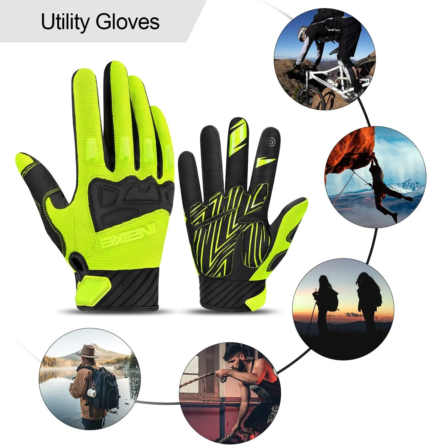 INBIKE Mountain Bike Gloves for Men Knuckle Guard Padded Men's Cycling Gloves Breathable for MTB Motocross Racing Dirtbike