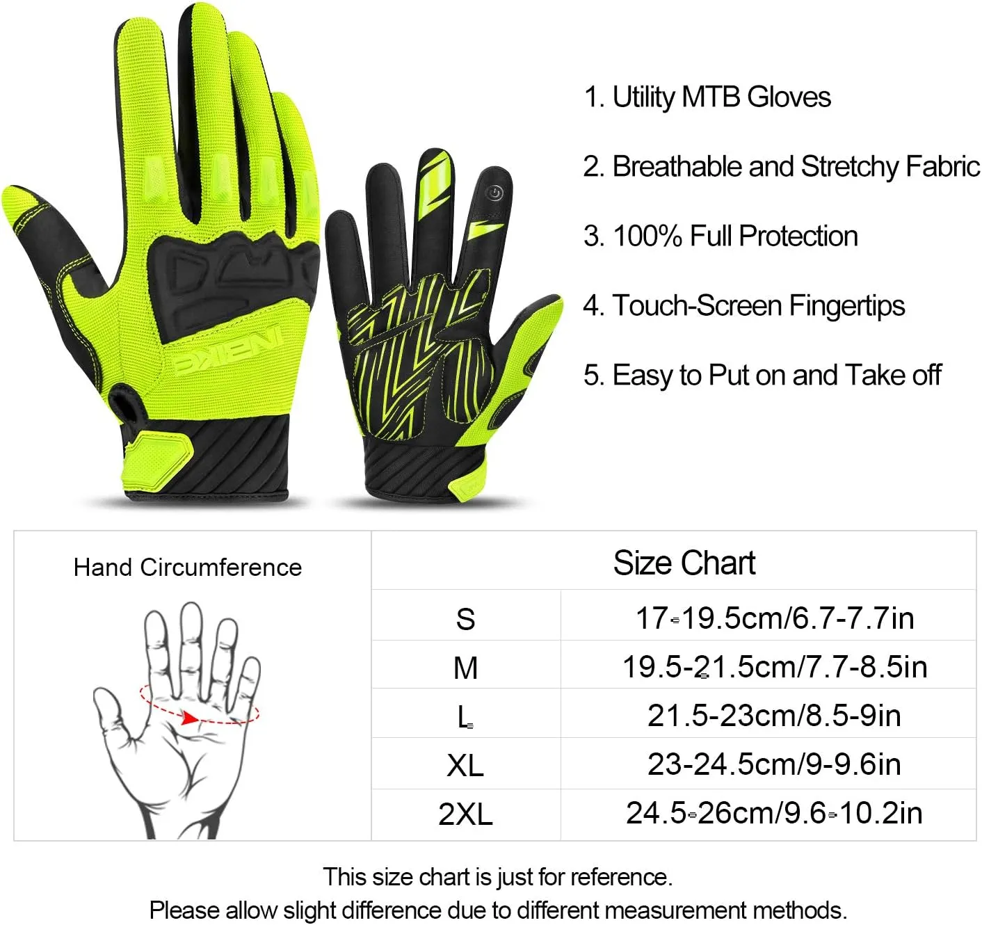 INBIKE Mountain Bike Gloves for Men Knuckle Guard Padded Men's Cycling Gloves Breathable for MTB Motocross Racing Dirtbike