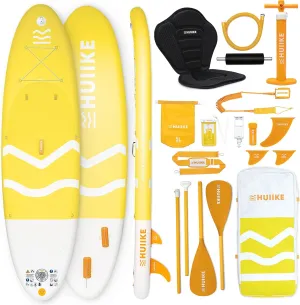 Inflatable Paddle Board with Premium Accessories - HUIIKE | Inflatable Paddle Boards for Adults with Kayak Seat and 2-in-1 Oar | Stand Up Paddleboard Great Stability Resistance | Stand-up Paddleboards