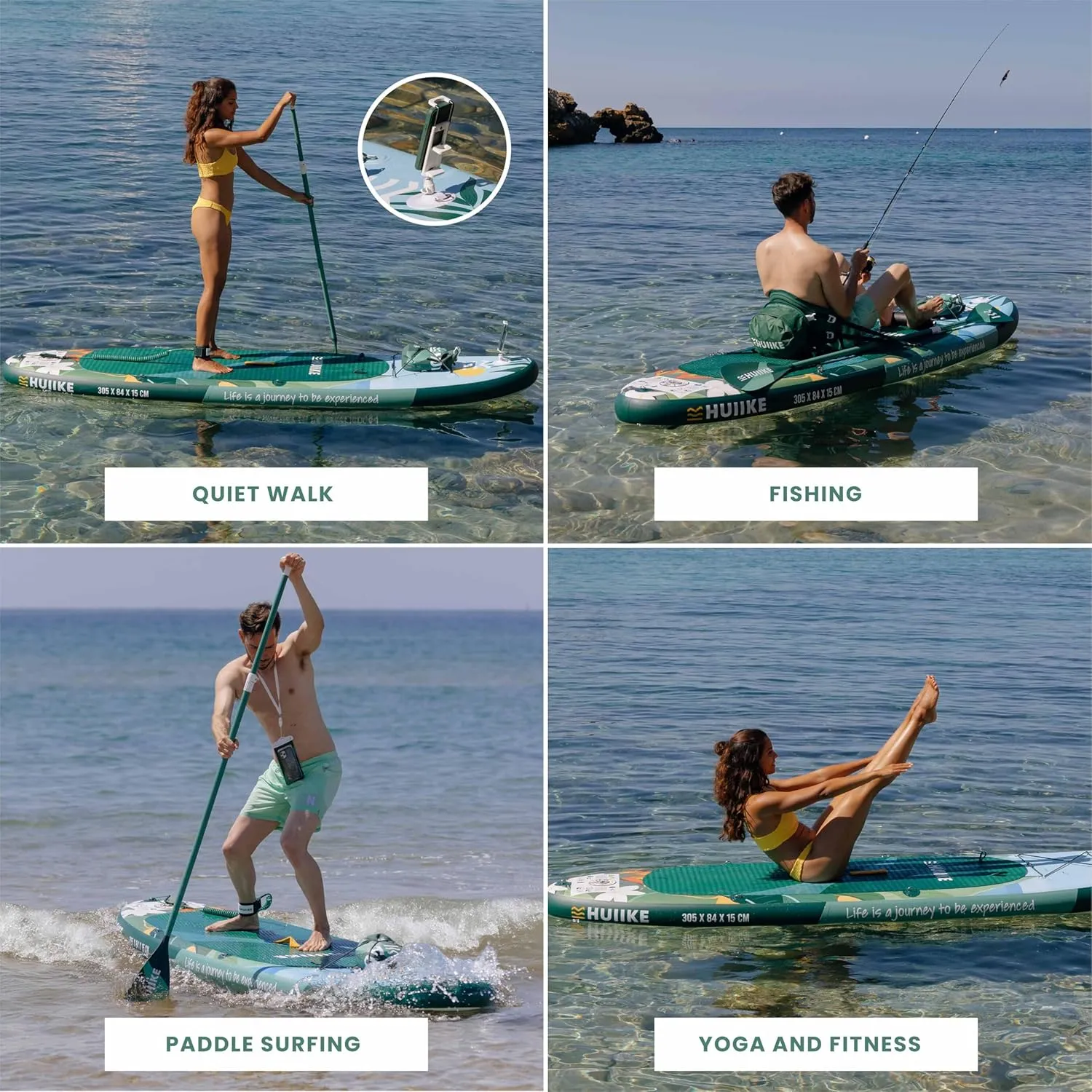 Inflatable Paddle Board with Premium Accessories - HUIIKE | Inflatable Paddle Boards for Adults with Kayak Seat and 2-in-1 Oar | Stand Up Paddleboard Great Stability Resistance | Stand-up Paddleboards