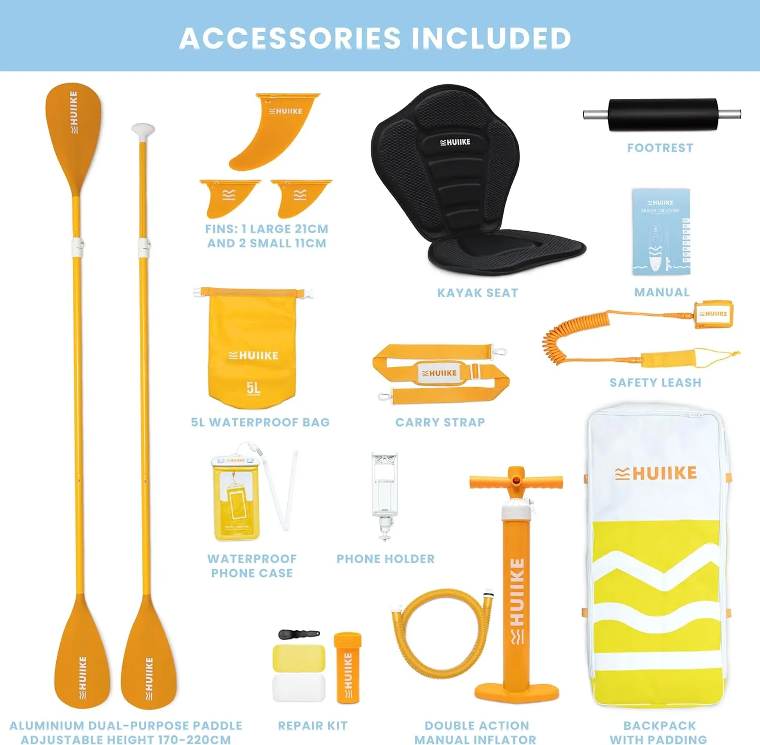 Inflatable Paddle Board with Premium Accessories - HUIIKE | Inflatable Paddle Boards for Adults with Kayak Seat and 2-in-1 Oar | Stand Up Paddleboard Great Stability Resistance | Stand-up Paddleboards