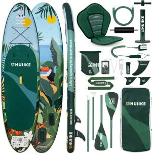 Inflatable Paddle Board with Premium Accessories - HUIIKE | Inflatable Paddle Boards for Adults with Kayak Seat and 2-in-1 Oar | Stand Up Paddleboard Great Stability Resistance | Stand-up Paddleboards