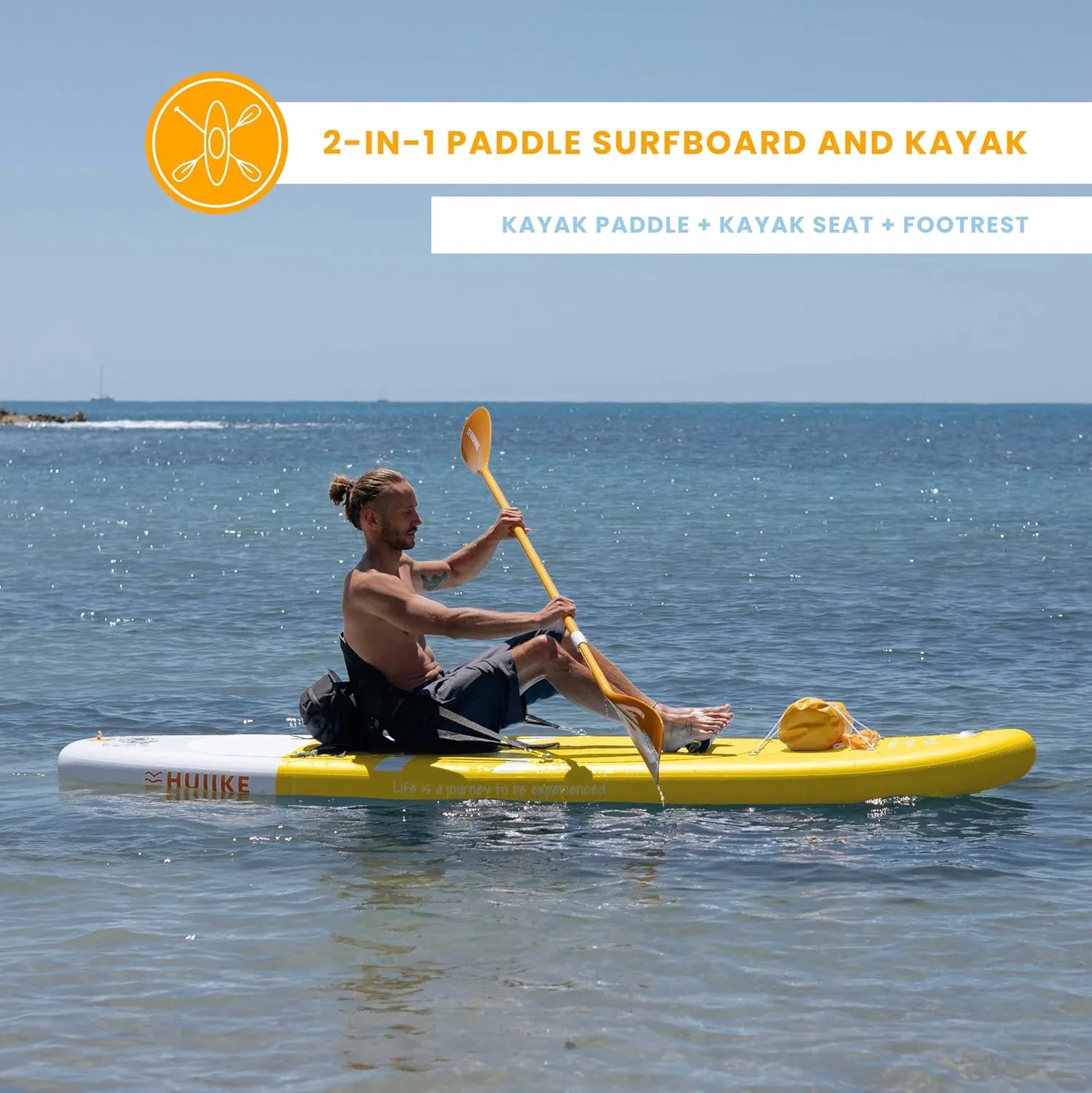 Inflatable Paddle Board with Premium Accessories - HUIIKE | Inflatable Paddle Boards for Adults with Kayak Seat and 2-in-1 Oar | Stand Up Paddleboard Great Stability Resistance | Stand-up Paddleboards