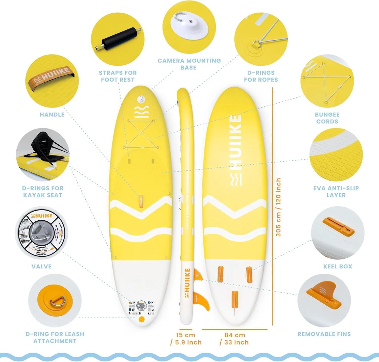 Inflatable Paddle Board with Premium Accessories - HUIIKE | Inflatable Paddle Boards for Adults with Kayak Seat and 2-in-1 Oar | Stand Up Paddleboard Great Stability Resistance | Stand-up Paddleboards