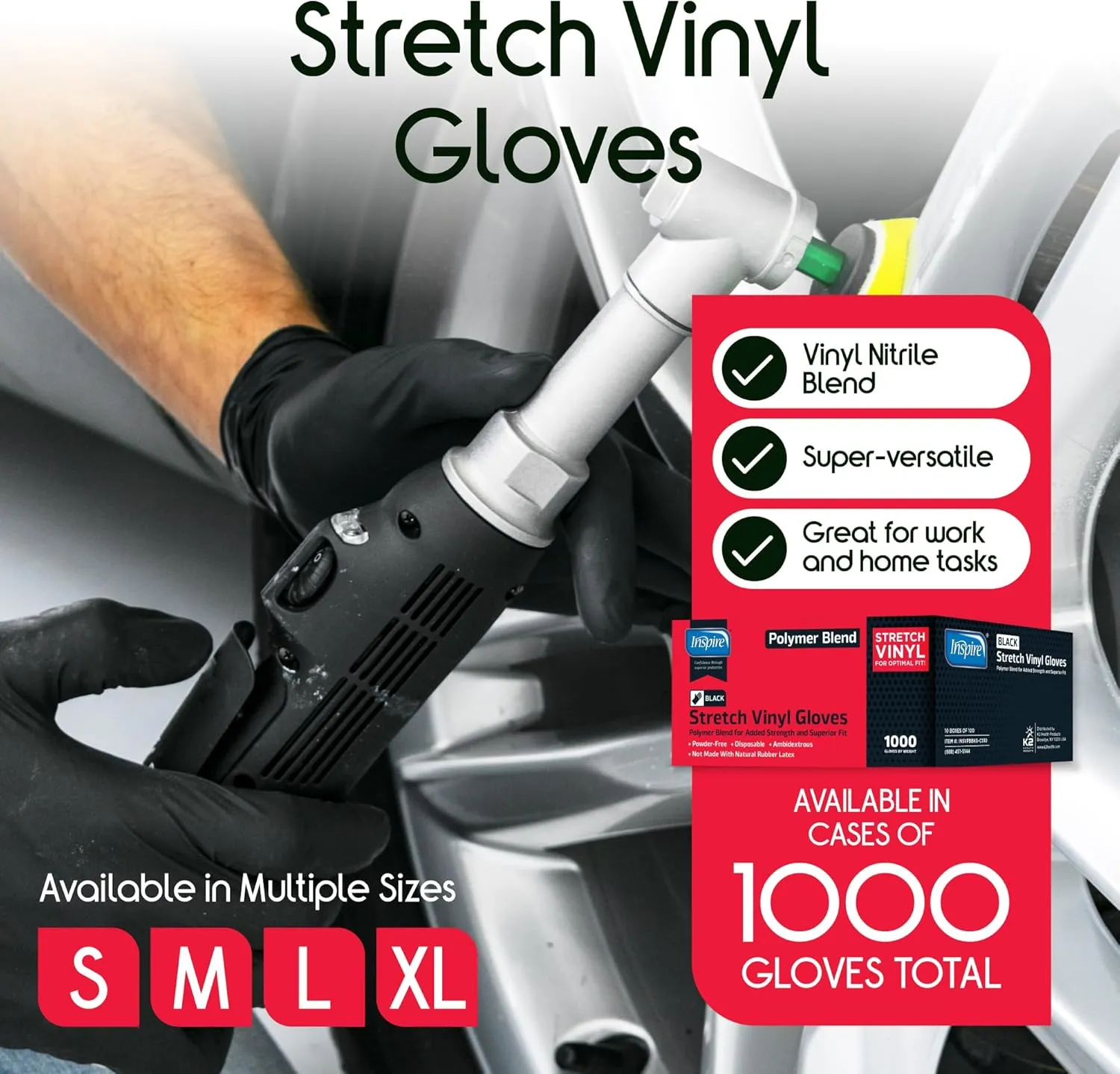 Inspire Black Nitrile Gloves | THE ORIGINAL Quality Black Gloves Disposable Latex Free | 4.5 Gloves Cooking Gloves
