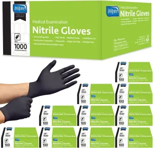Inspire Black Nitrile Gloves | THE ORIGINAL Quality Black Gloves Disposable Latex Free | 4.5 Gloves Cooking Gloves