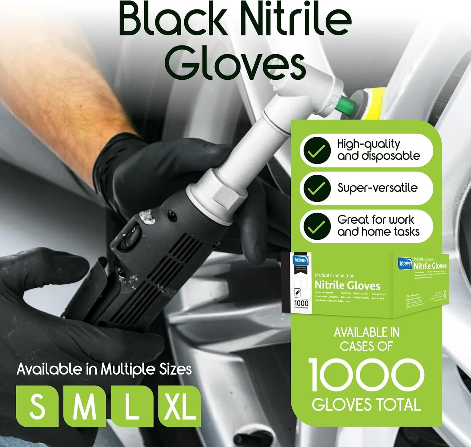 Inspire Black Nitrile Gloves | THE ORIGINAL Quality Black Gloves Disposable Latex Free | 4.5 Gloves Cooking Gloves
