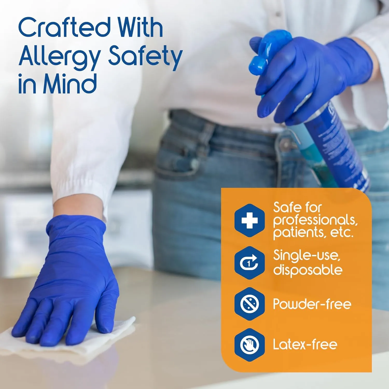 Inspire Nitrile Gloves Medical Examination | The Original Quality Stretch Cobalt Blue | 4.5 Grade Disposable Latex Free Case of 1000 (Size Small)
