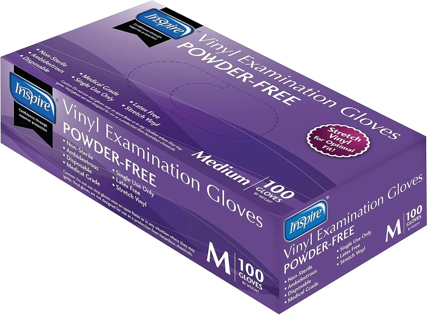 Inspire Stretch Vinyl Exam Gloves | THE ORIGINAL Quality Disposable Latex Free Medical Glove Cleaning Cooking Food Service Labs Healthcare and Household, Medium 1000 Count