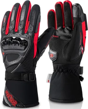 IRON JIA'S Motorcycle Gloves Winter Cold Weather Warm Touchscreen Waterproof Windproof Protective Gear (RED, L)